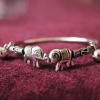 Thailand Couple Elephants Kiss Women Open Bracelet With Bells