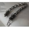 Handmade Evil Double Dragon Head 925 Silver Mens Bracelet