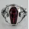 Bloodthirsty Dark Skull 925 Silver Man Ring