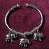 3 Thailand Elephants 925 Silver Open Bracelet For Women