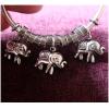 3 Thailand Elephants 925 Silver Open Bracelet For Women