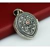 Handmade Carving 925 Silver Water Droplets Shaped Mantra Gau Box Pendant With No Chain