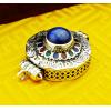 925 Silver Round Spinning Gau Box Pendant With Natural Lapis lazuli No Chain