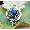 925 Silver Round Spinning Gau Box Pendant With Natural Lapis lazuli No Chain