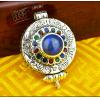 925 Silver Round Spinning Gau Box Pendant With Natural Lapis lazuli No Chain