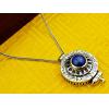 925 Silver Round Spinning Gau Box Pendant With Natural Lapis lazuli No Chain