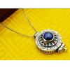 925 Silver Round Spinning Gau Box Pendant With Natural Lapis lazuli No Chain