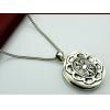 Lotus Carving 925 Silver Ellipse Shaped Mantra Vajra Gau Box Pendant With No Chain