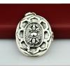 Lotus Carving 925 Silver Ellipse Shaped Mantra Vajra Gau Box Pendant With No Chain