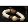 Natural 9MM or 11MM White Jade Bodhi Buddha Bracelet With Tibetan Silver Charms