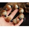 Big 21MM White Jade Natural Bodhi Root Beads Yin and Yang Buddha Bracelet