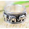 Tibetan 925 Sterling Silver Elephants Ring