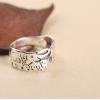 Lucky Carving Baby Elephants Hollow 925 Silver Ring