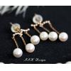 Fashion 925 Silver With Rose Gold Plated Tassel Pearls Earrings