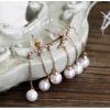 Fashion 925 Silver With Rose Gold Plated Tassel Pearls Earrings