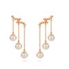 Fashion 925 Silver With Rose Gold Plated Tassel Pearls Earrings