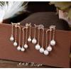 Fashion 925 Silver With Rose Gold Plated Tassel Pearls Earrings