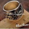 Fashion 925 Silver Dragon Carving Wide Prayer Ring