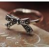 Retro S925 Silver Bow Knot Ring With Marcasite For Woman