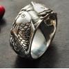 S925 Silver Double Fish Carving Ring For Man And Woman