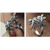 S925 Vintage Tree Branch Leaves Ring With Marcasite