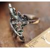 S925 Vintage Tree Branch Leaves Ring With Marcasite
