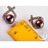 S925 Garnet Or Black Agate Marcasite Shaped Heart Women Earrings