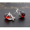 S925 Garnet Or Black Agate Marcasite Shaped Heart Women Earrings