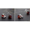 S925 Garnet Or Black Agate Marcasite Shaped Heart Women Earrings