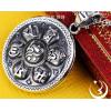 Thailand Silver Om Mani Padme Hum Round Pendant With Agate No Chain