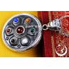 Thailand Silver Om Mani Padme Hum Round Pendant With Agate No Chain