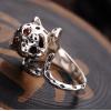 Fashion 925 Leopard Open Ring With Red Gem Eyes