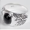 Retro Thailand Silver Black Agate Forefinger Ring