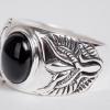 Retro Thailand Silver Black Agate Forefinger Ring