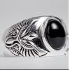 Retro Thailand Silver Black Agate Forefinger Ring