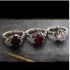 Vintage Thailand Silver Black Red White Crystal Women Ring