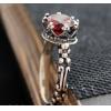 Vintage Thailand Silver Black Red White Crystal Women Ring