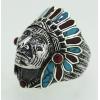Indian Style Chiefs 925 Silver Ring With Turquoise Coral