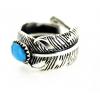 Handmade Indian Feather Ring Inlay Turquoise Thai Silver Men Open Ring