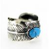 Handmade Indian Feather Ring Inlay Turquoise Thai Silver Men Open Ring