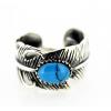 Handmade Indian Feather Ring Inlay Turquoise Thai Silver Men Open Ring