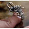 Handmade Vintage 3D Silver Lifelike Dragon Open Ring