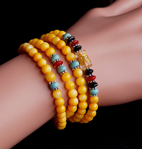 Natural 6MM Yellow Tridacna Om Mani Padme Hum 108 Prayer Beads Layered Bracelet Natural 6MM Yellow Tridacna Om Mani Padme Hum 108 Prayer Beads Layered Bracelet