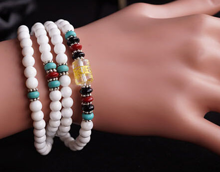 Natural 6MM White Tridacna Om Mani Padme Hum 108 Prayer Beads Layered Bracelet Natural 6MM White Tridacna Om Mani Padme Hum 108 Prayer Beads Layered Bracelet