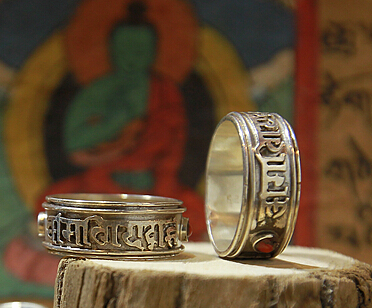 Handcraft Nepal 925 Silver Mantra Om Mani Padme Hum Spinning Prayer Ring With Turquoise Handcraft Nepal 925 Silver Mantra Om Mani Padme Hum Spinning Prayer Ring With Turquoise