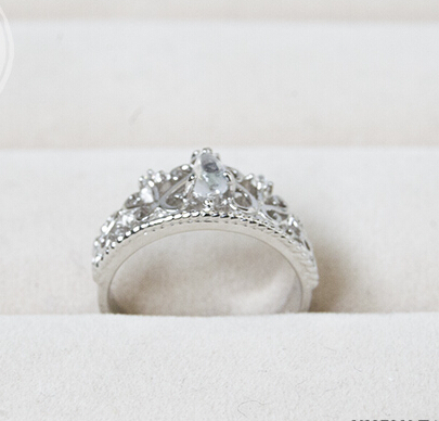 Vintage 925 Silver Zircon Crown Ring With Blue Moonstone Vintage 925 Silver Zircon Crown Ring With Blue Moonstone