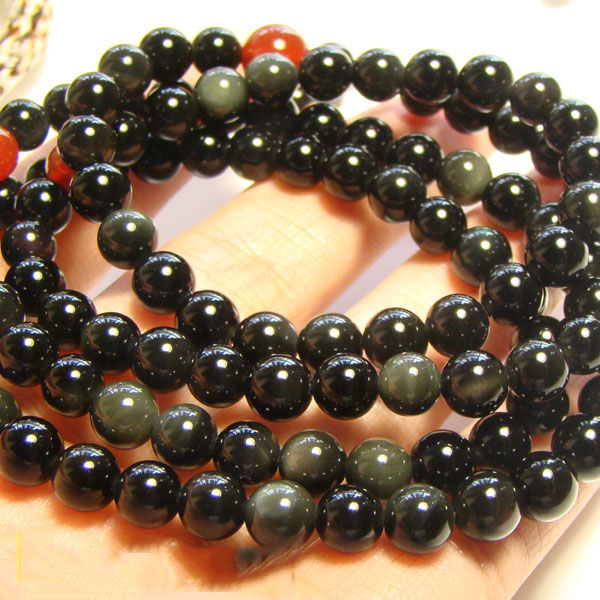 Original Natural 6MM Black Obsidian Red Onyx Stone 108 Prayer Beads Bracelet Original Natural 6MM Black Obsidian Red Onyx Stone 108 Prayer Beads Bracelet