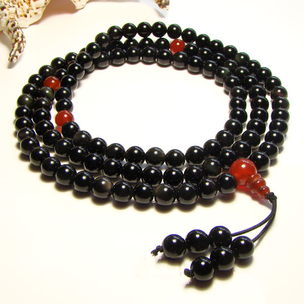 Original Natural 8MM Black Obsidian Red Onyx Stone 108 Lucky Prayer Beads Bracelet Original Natural 8MM Black Obsidian Red Onyx Stone 108 Lucky Prayer Beads Bracelet