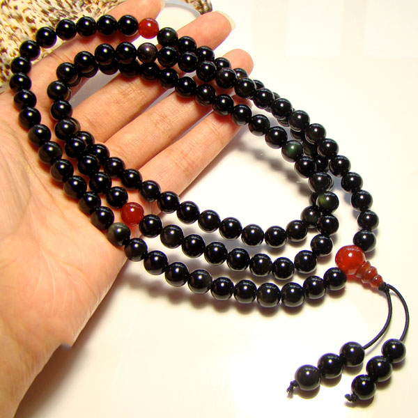 Original Natural 8MM Black Obsidian Red Onyx Stone 108 Lucky Prayer Beads Bracelet Original Natural 8MM Black Obsidian Red Onyx Stone 108 Lucky Prayer Beads Bracelet