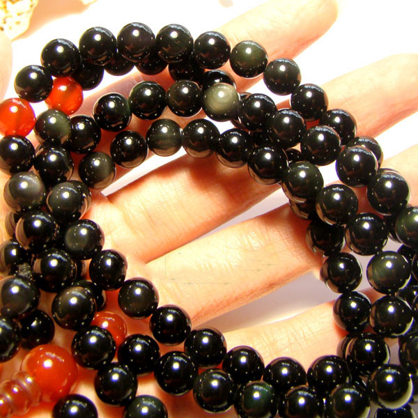Original Natural 8MM Black Obsidian Red Onyx Stone 108 Lucky Prayer Beads Bracelet Original Natural 8MM Black Obsidian Red Onyx Stone 108 Lucky Prayer Beads Bracelet